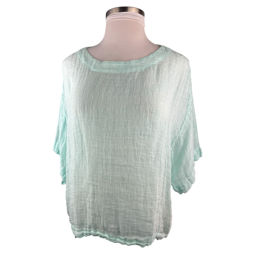 ✨2/$20 J. Jill Linen Mint Green Open Sheer Top Lagenlook Beachy Plus Size 1X - Picture 13 of 14